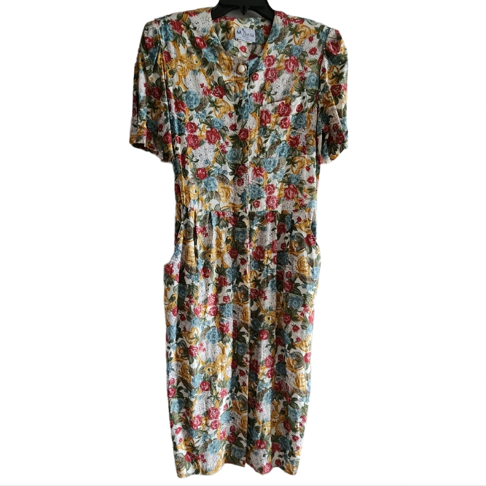 Vintage Ms. Basia Petites California Floral Printed  Dress